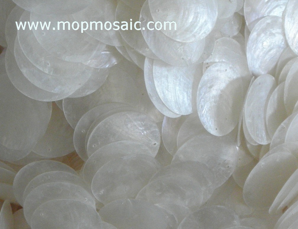 White capiz shell chandelier accessory/shell circles