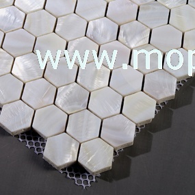 6MM thickness Hexagonal shape pure white mother of pearl mosaic
