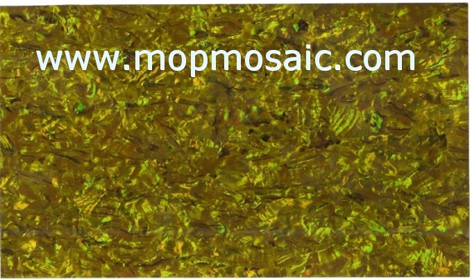 Dyed golden abalone shell laminate