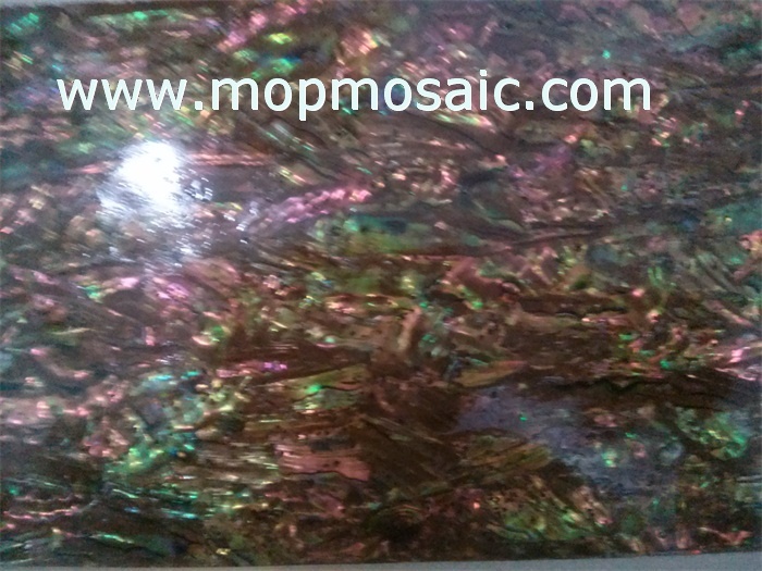 Dyed sienna abalone shell veneer