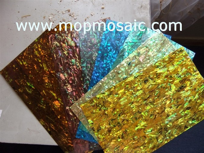 Dyed goldenrod abalone shell sheet