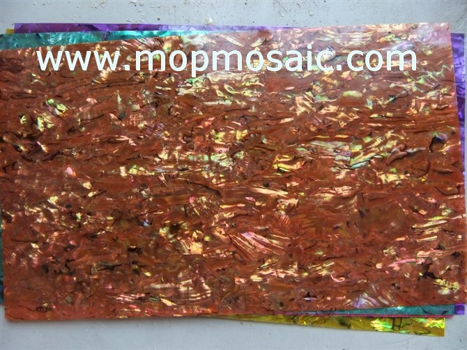 Dyed firebrick paua shell veneer