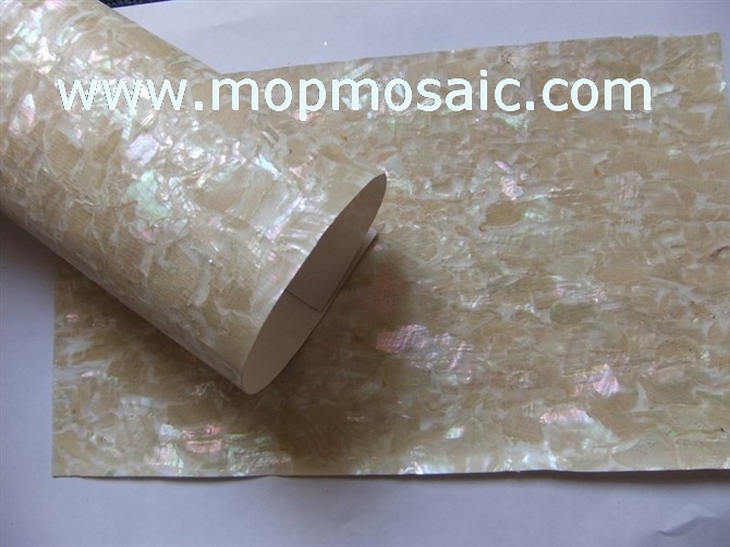 Flexible irregular korean abalone shell laminate