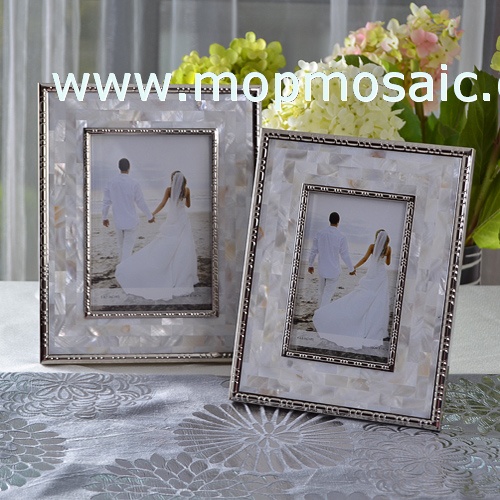 Natural color mother of pearl shell photo frame